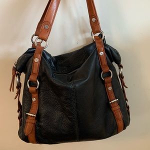 VN Black/Brown Leather HoBo Handbag